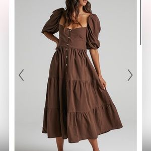 Showpo Palmer Dress in Chocolate
